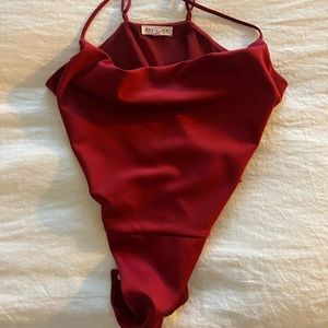 Red Criss cross socialite bodysuit